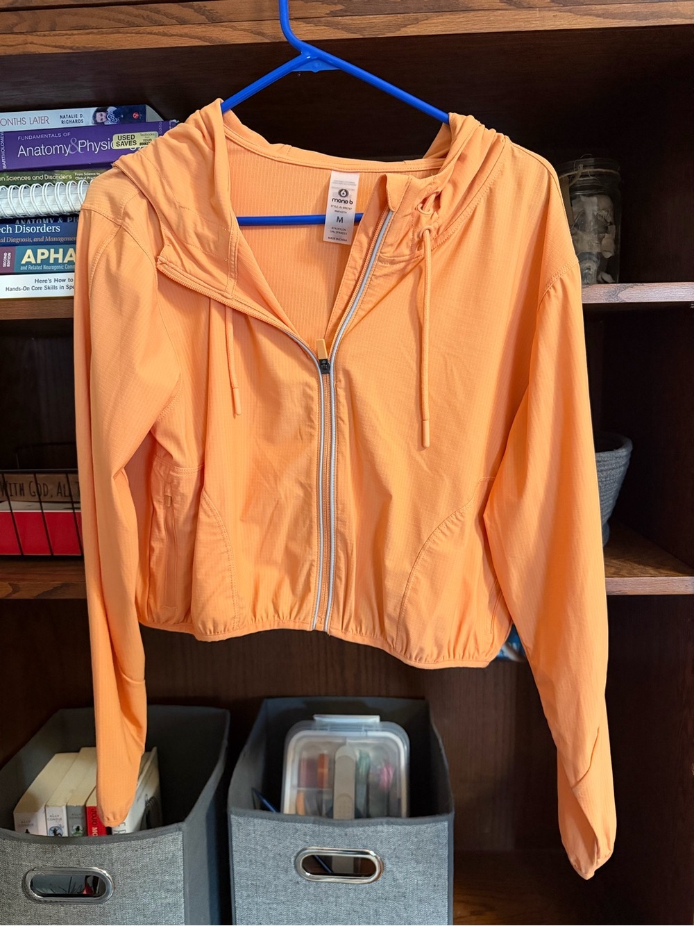 Mono B Peach Zip Hooded Bomber Jacket